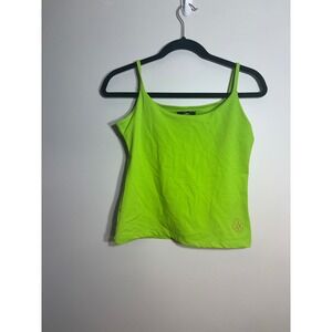 Luxxe Neon Green Spaghetti Strap Camisole Tank Top Square Neck Lime Size 2